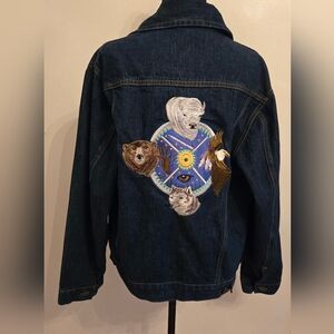Sears Roebucks Vintage Mens Denim Jacket Embroidered Details 42 Reg Americana